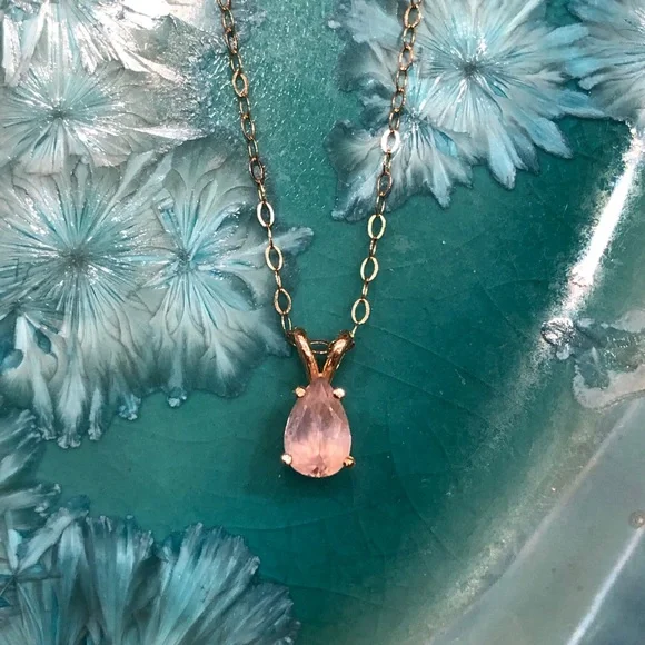 Dainty 14K Yellow Gold Montana Sapphire Pendant on Dainty 14K Chain - Picture 6 of 17